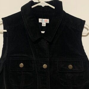 D & CO.Black Sleeveless Corduroy Vest with Button Closure NWOT